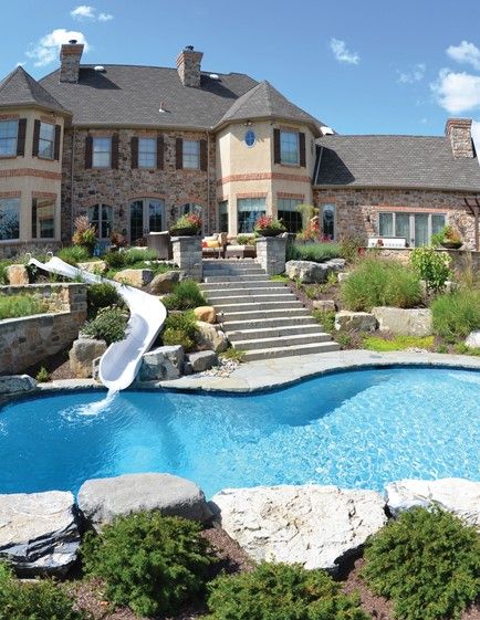 Big Houses With Pools, Mitch Hedberg, Dream Backyard Pool, House Slide, Big Pools, Luxury Swimming Pools, Dream Mansion, Dream Life House, Wrong Number