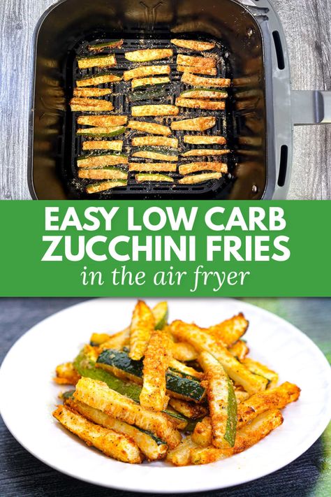 white plate with keto zucchini air fryer frees and text Zuchini Air Fryer Recipe Keto, Airfryer Zucchini Fries, Zucchini Air Fryer Recipes, Air Fry Zucchini, Keto Air Fryer Zucchini, Zucchini Fries Air Fryer, Airfryer Zucchini, Keto Zucchini Fries, Zucchini Fries Recipe