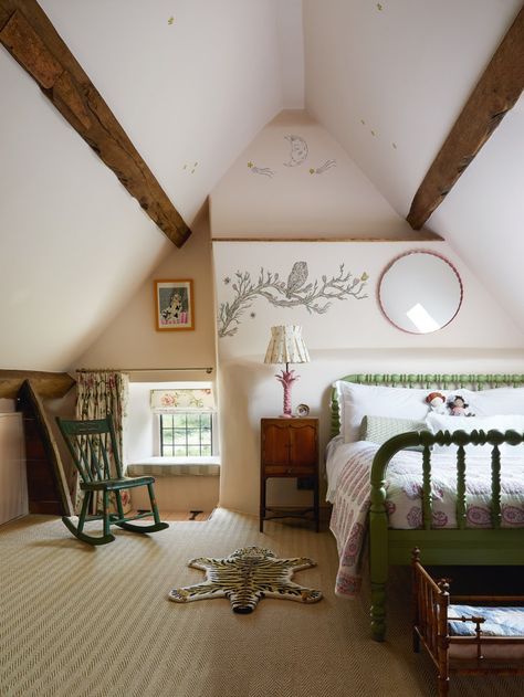 Three 17th-century Cotswold cottages become a cohesive, colourful house | House & Garden Small Cottage Bedroom Ideas, Small Cottage Bedroom, Cotswold Cottages, Cottage Bedroom Ideas, English Interior Design, Colourful House, Norfolk Cottages, Larnaca Cyprus, Cotswolds Cottage