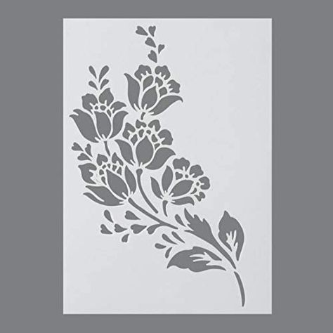 Flower Stencil Patterns, Stencil Fabric, Floral Stencil, Stencil Printing, Stencils Printables, Plastic Stencil, Stencil Templates, Flower Stencil, Silhouette Stencil