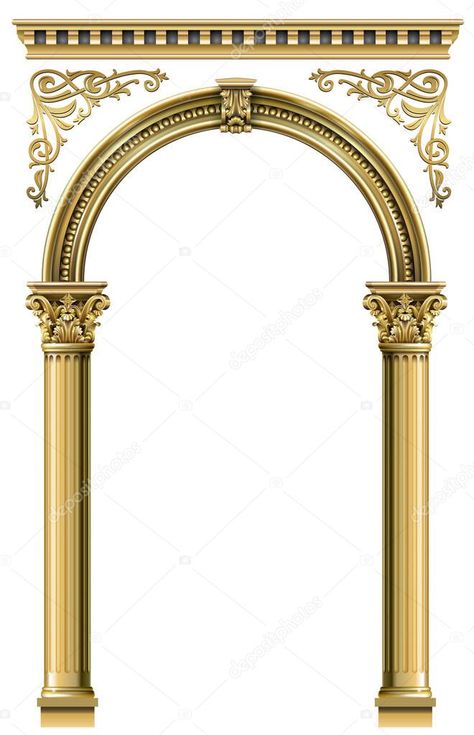 Triumphal Arch. Golden classic rococo baroque frame. Vector graphics. Luxury frame for painting or postcard cover Frame For Painting, Postcard Painting, गणपती बाप्पा, Design Hijab, Rococo Baroque, Baroque Frame, Triumphal Arch, Wedding Card Frames, Pillar Design