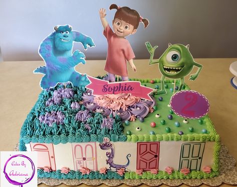 Boo Monsters Inc Cake Ideas, Monsters Inc Boo Birthday Party Ideas, Monster Inc Cake Ideas, Pastel Monster Inc, Monsters Inc Birthday Cake, Dino Girl Party, Monster Inc Cake, Cake Boos, Buu Monster Inc