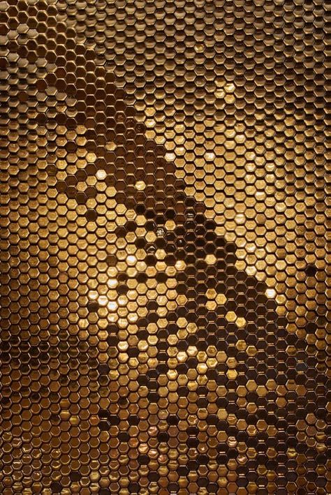 Africa Design, Gold Mosaic, Patterns Art, Hexagon Tile, Saudi Gold, Artist Wall, Gold Aesthetic, Metal Wall Sculpture, Hexagon Tiles