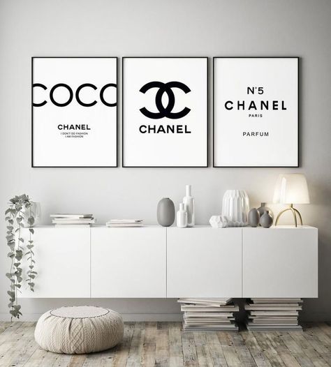 Fashion Wall Art Bedroom Decor, Coco Chanel Wall Art, Chanel Bedroom, Chanel Wall Decor, Coco Chanel Poster, Chanel Room, Chanel Poster, Chanel Wall Art, White Room Decor