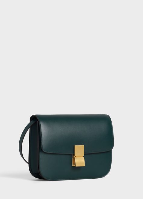 Medium Classic bag in box calfskin | CELINE Official Website Celine Box, Christian Marclay, Handbags Leather, Classic Bags, Celine Bags, Aging Beautifully, Leather Goods, You Bag, Plastic Bag