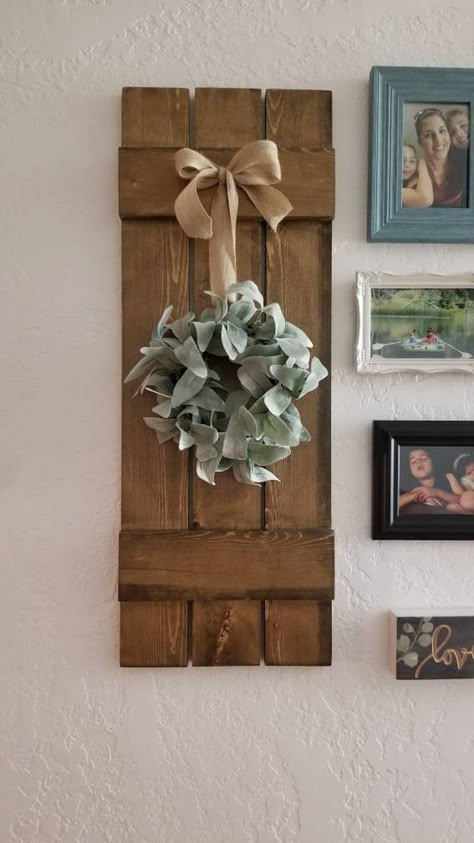 Set of 2 Farmhouse Shutters Devorative wall shutters Wooden | Etsy Using Shutters As Wall Decor, Shutter Decor Ideas Farmhouse Style, Diy Shutters Indoor Wall Decor, Indoor Shutters Decor, Decorating With Shutters Inside, Farmhouse Shutters Decor, Old Shutter Ideas Home Decor Diy Projects, Shutter Crafts Farmhouse Style, Window Shutter Crafts