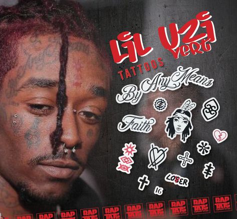 Twinuzis Tattoos, Lil Uzi Vert Tattoos Ideas, Lil Uzi Vert Tattoos, $crim Face Tattoos, Trippie Red Face Tattoos, Tupac Tattoo, Tupac Portrait Tattoo, Teardrop Tattoo, Hip Hop Tattoo