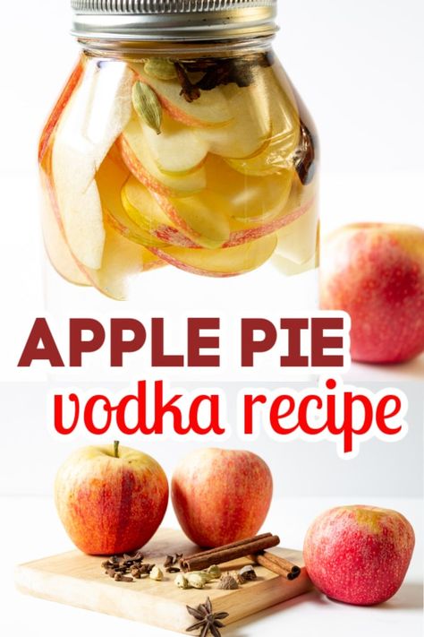 Apple Pie Infused Vodka, Apple Cinnamon Infused Vodka, Homemade Apple Liquor, Diy Alcohol Gifts Homemade Liquor, Apple Pie Vodka Recipe, Fall Infused Vodka, Vodka Recipes Food, Apple Pie Alcohol Recipe, Apple Alcohol Recipes