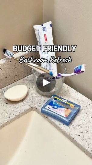 TRY THIS BUDGET FRIENDLY BATHROOM REFRESH. Here’s an easy way to tidy up your bathroom vanity with style.  #cleaning #bathroom #organize #budgetfriendly #neatandtidy | Here’s an easy way to tidy up your bathroom vanity with style. #cleaning #bathroom #organize #budgetfriendly #neatandtidy | By A Life Better OrganizedFacebook Small Bathroom Counter Organization, Small Bathroom Counter Decor, Diy Toothbrush Holder, Diy Toothbrush, Household Notebook, Bathroom Counter Organization, Bathroom Counter Decor, Bathroom Necessities, Toothbrush Storage