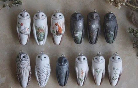 Polymer Clay Owl, Clay Owl, Barn Owls, Clay Birds, Polymer Clay Animals, Clay Animals, Clay Figures, Polymer Clay Charms, Polymer Clay Projects