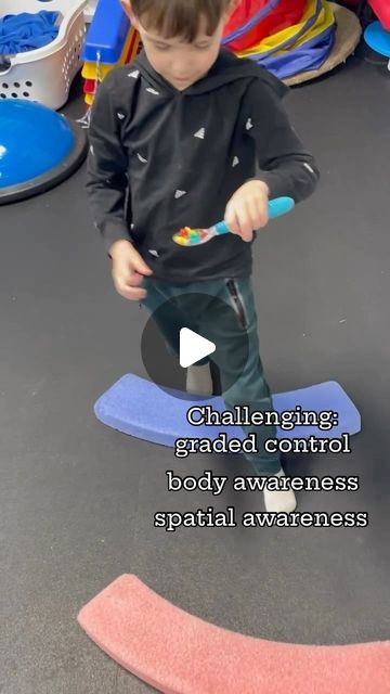 More Than A Gym on Instagram: "Challenging graded control, body awareness and spatial awareness to navigate obstacles while holding cereal on the spoon!  Added bonus to work on scooping and use of utensils :)  #morethanagym #pediatricot #pediatricoccupationaltherapy #occupationaltherapy #bodyawareness #kidsactivities #dualtask #pediot #childdevelopment @educationalinsights #crazycereal" Body Awareness Activities For Kids, Spatial Awareness Activities, Body Awareness Activities, Spatial Awareness, Pediatric Occupational Therapy, Body Challenge, Body Awareness, A Gym, Occupational Therapy