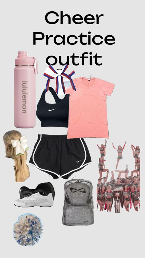 Cheer outfit for competition or school #schoolcheer #competitoncheer #cheerleading #outfit #practiceidea #sports Cheerleading Outfits For Practice, Cheer Outfits For Practice, Outfits For Practice, Cheerleading Practice Outfits, Cheer Fails, Cheerleading Practice, Cheer Practice Outfits, Cheer Backpack, Cheer Bag