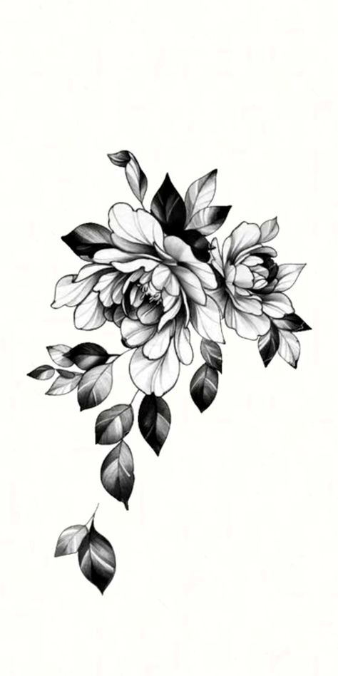 Flower Tattoo Sketch Ideas, Big Peony Tattoo, Floral Cover Up Tattoo Before And After, Dark Flower Tattoo Design, Dark Shaded Flower Tattoo, Black Work Flower Tattoo, Dark Flowers Tattoo, Dark Flower Tattoo, Cover Up Tattoos Before And After