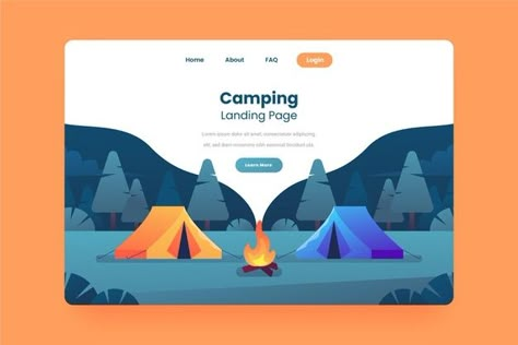 Camping landing page concept Free Vector | Free Vector #Freepik #freevector #business #travel #technology #website Websites With Illustrations, Camp Website Design, Camping Website Design, Camping Website, Travel Landing Page, Embry Riddle Aeronautical University, Word Template Design, Banner Layout, Technology Website