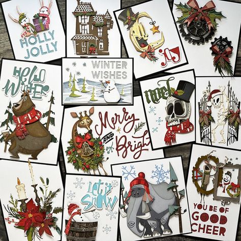 Playing Card Crafts, Tim Holtz Cards, Tim Holtz Sizzix, Craft Handmade, New Metal, Christmas Minis, Scrapbooking Paper, Christmas Tag, Holly Jolly