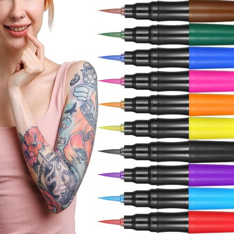 #CommissionsEarned - Beauty Body Art on Amazon || As an Amazon Associate, I earn from qualifying purchases Body Markers, Tattoo Markers, Purple Tattoos, Pen Tattoo, Tattoo Pen, Red Ink Tattoos, Halloween Men, Art Pen, Tattoo Kits