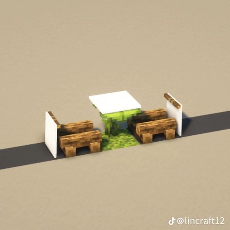 Minecraft Picnic Basket, Minecraft Lounge Ideas, Minecraft Coffee Table Ideas, Minecraft Shop Stand, Minecraft Seats, Minecraft Food Shop, Minecraft Market Stand, Minecraft Sign Post, Minecraft Cafe Interior