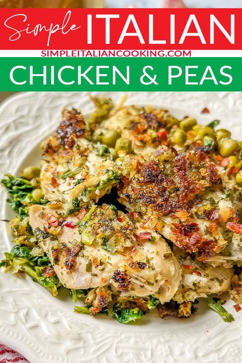 Chicken And Peas Recipes, Chicken With Peas, Chicken Peas Recipe, Chicken And Peas, Easy Italian Chicken, Chicken Scallopini, Italian Chicken Soup, Italian Chicken Crockpot, Italian Chicken Pasta