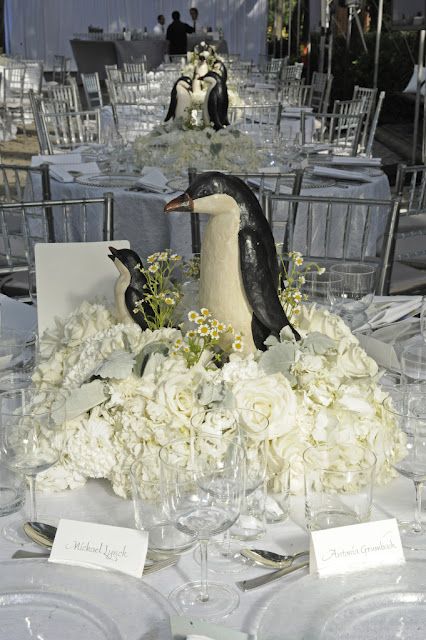 This is not for my wedding. But jennn might love it for her wedding one day... Penguin Centerpieces, Penguin Engagement Ring, Penguin Wedding Theme, Tux Penguin, Wedding Penguin, Penguin Wedding Invitations, Central Park Zoo, Penguin Wedding, Penguin Theme