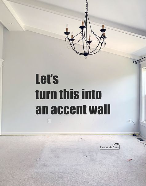 DIY - Accent wall in master bedroom Angled Wall Decor Sloped Ceiling, Angled Wall Decor, Accent Wall In Master, Decorating Slanted Walls, Wall Design Diy, Angled Bedroom, High Ceiling Bedroom, Slanted Ceiling Bedroom, Modern Accent Wall