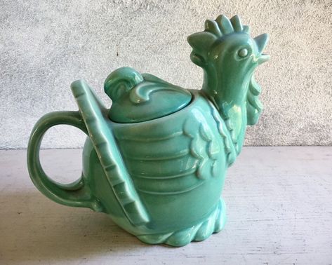 1940s Red Wing Pottery Chicken Tea Pot 257 Jade Green, Collectible Art Pottery, Rooster Hen Gifts #teapots #rooster @romaarellano romaarellano.com Red Wing Crocks, Wheel Thrown Teapot, Goose Teapot, Red Wing Stoneware, Red Wing Pottery Vintage, Mccoy Pottery Vintage Green, Red Wing Pottery, Royal Haeger Pottery Vintage, 90 Day Plan