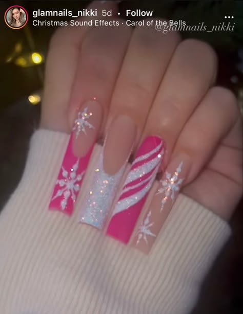 Winter Nails Acrylic, Girly Acrylic Nails, Cute Acrylic Nail Designs, Short Square Acrylic Nails, Acrylic Nails Coffin Pink, Christmas Nails Acrylic, Long Square Acrylic Nails, Unique Acrylic Nails, Bling Acrylic Nails