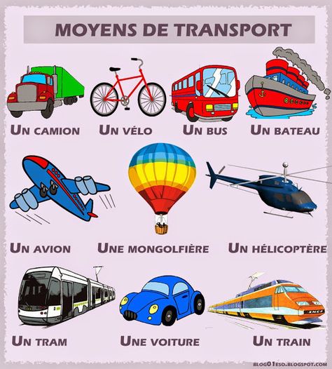 Bien sûr!: MOYENS DE TRANSPORT Road Trip Bingo, Modes Of Transport, Elementary School Activities, Learn Swedish, French Flashcards, French Travel, French Teaching Resources, French Worksheets, French Education