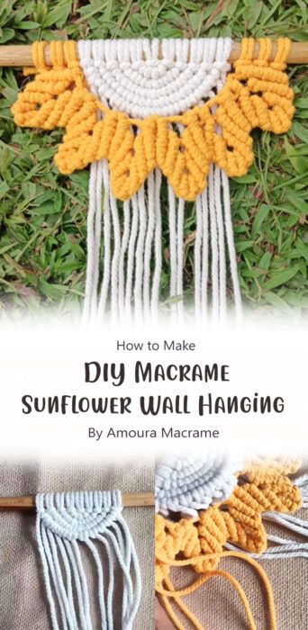 Macrame Sunflower, Sunflower Wall Hanging, Macrame Plant Hanger Patterns, Macrame Bracelet Patterns, Macrame Knots Pattern, Diy Macrame Plant Hanger, Tutorial Ideas, Macrame Wall Hanging Diy, Macrame Wall Hanging Patterns