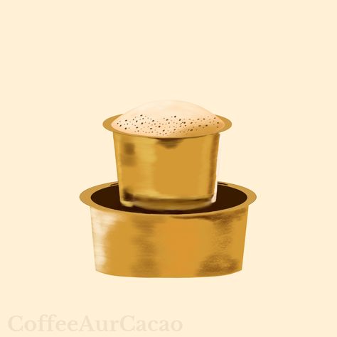 Filter Coffee Illustration, Filter Coffee Indian, Coffee Digital Art, South Indian Filter Coffee, Tea Tattoo, Coffee Doodle, Indian Coffee, Coffee Watercolor, Diy Phone Case Design