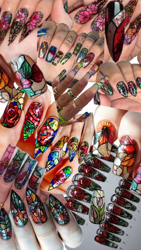 Stained Glass Nails, Stained Nails, Glass Nail Art, Glass Nails Art, Glass Nail, Pretty Nail Art Designs, Paws And Claws, Glass Nails, Kawaii Nails