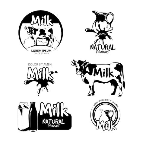 Milka Cow, Beverage Illustration, Milk Logo, Milk Store, Farm Logo Design, Ice Cream Logo, Milk Art, Milk Delivery, Cow Logo