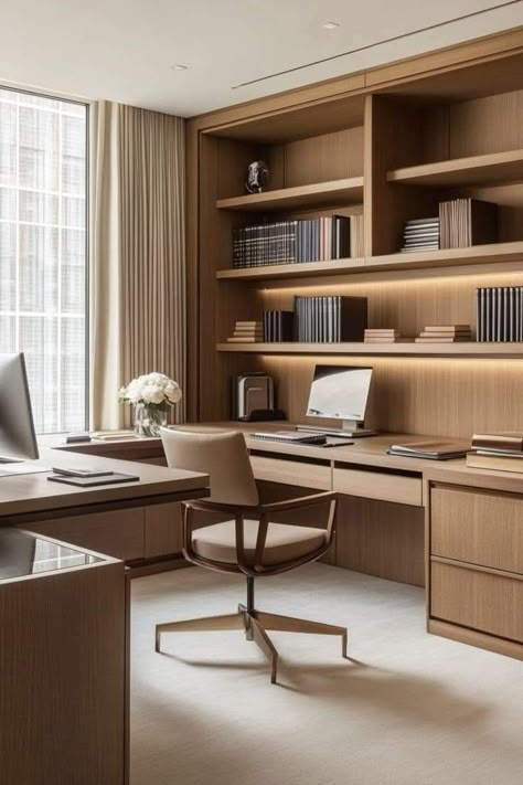 Modern Home Office Ideas, Home Office Furniture Design, Rustic Home Offices, Modern Home Offices, Minimalist Home Office, Office Interior Design Modern, Small Home Offices, Home Library Design, Office Furniture Design