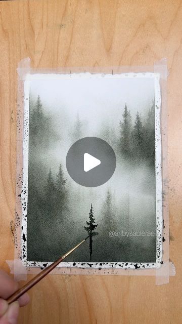 Beginner Watercolor Projects, Watercolor Misty Mountains, Watercolor Foggy Landscape, Easy Forest Watercolor, Easy Watercolor Nature, Watercolor Landscape For Beginners, Misty Watercolor Paintings, Creative Watercolor Paintings Ideas, Foggy Watercolor