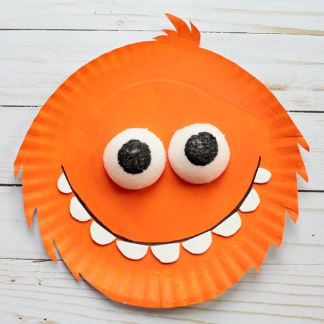 Monster Paper Plate Craft, Styrofoam Ornaments, Plate Crafts For Kids, Cardboard Projects, Paper Plate Craft, Monster Craft, Super Simple Songs, Paper Plate Crafts For Kids, Easy Kids Crafts