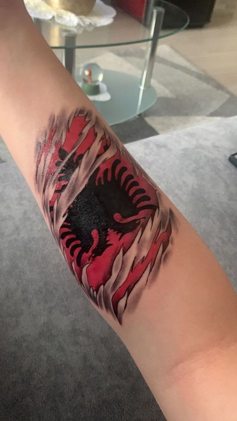 Albania Tattoo, Albanian Tattoo, Eagle Chest Tattoo, Albanian Eagle, Albanian Flag, Aesthetic Tattoo, Aesthetic Desktop Wallpaper, Chest Tattoo, Tattoo Idea