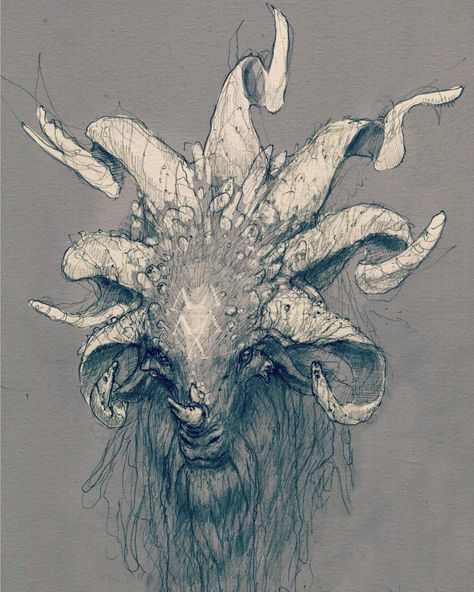 ArtStation - The Goat, Matt Molen Goat God Art, Goat Character, Goat Drawing, Dnd Homebrew, Goat Art, Creature Artwork, Fantasy Beasts, A Goat, Monster Concept Art