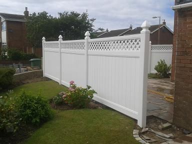 uPVC Fencing Bespoke Fence in White Vinyl Fence Landscaping, Plastic Garden Fencing, Brick Wall Gardens, Plastic Fencing, White Vinyl Fence, Vinyl Fence Panels, Vinyl Privacy Fence, Privacy Fence Designs, Front Fence