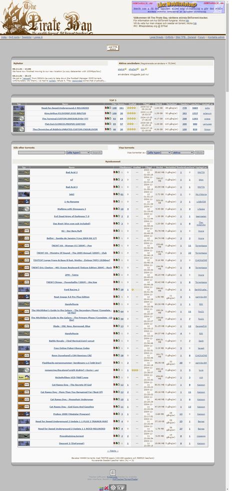 The Pirate Bay website in 2004 Pirating Websites, Pirate Bay, The Pirates, The Pirate, Step Back, Design Museum, History Design, Back In Time, Old Internet