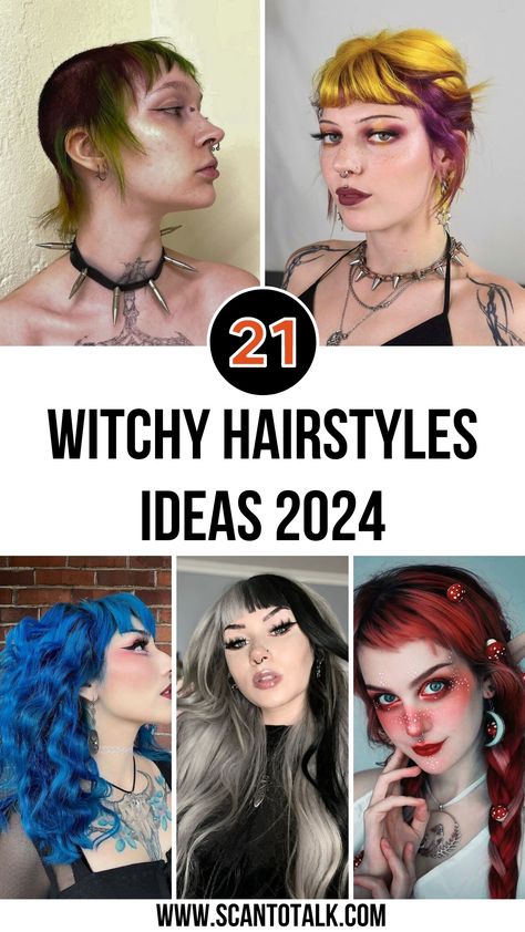 Witchy hairstyles have always been more than just a statement they are an embodiment of mystery, magic, and individual style. Whether you're drawn to dark and edgy vibes or prefer a more ethereal and nature-connected look, witchy hairstyles let you express your inner sorceress with flair. In this article, we’ll explore 21 enchanting witchy hairstyles that range from rebellious mullets to soft, romantic waves. Alternative Formal Hairstyles, Witchy Short Hair, Soft Goth Hairstyles, 2024 Emo Hair, Curly Goth Hairstyles, Blonde Goth Hair, Vamp Bangs, Main Character Hair, Alternative Hairstyles Long