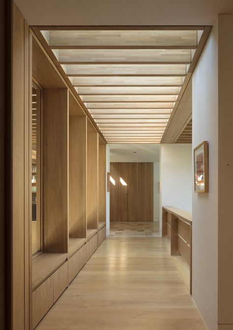 Japanese Ceiling Design, Niall Mclaughlin, Hampshire House, Corridor Design, Architectural Lighting Design, Space Frame, Natural Ventilation, Wood Interiors, Ceiling Design