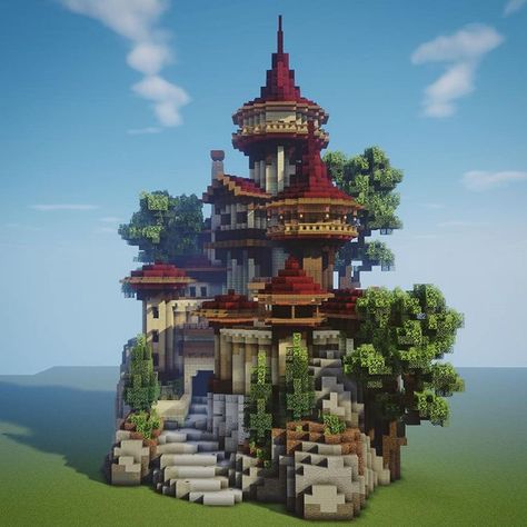 PearlescentMoon on Instagram: “It's day 3⃣1⃣ of #ABuildADay and I did that fantasy #Minecraft castle thing. 🌲 This is one of the biggest/most time consuming pieces I've…” Minecraft House Castle, Pearlescentmoon Builds, Minecraft Howl's Moving Castle, Mountain Minecraft Builds, Insane Minecraft Builds, Pearlescentmoon Minecraft, Fantasy Castle Minecraft, Minecraft Fantasy Castle, Minecraft Fantasy Builds