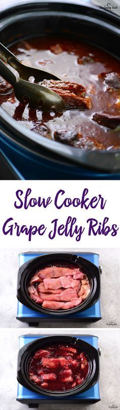 This Slow Cooker Grape Jelly Ribs recipe is perfect for potlucks, game day… Lil Smokies Crock Pot Grape Jelly, Smokies In Crockpot Grape Jelly, Lil Smokeys Crockpot Grape Jelly, Easy Bbq Meatballs Crockpot Grape Jelly, Crockpot Party Meatballs Grape Jelly, Crock Pot Food, Grape Jelly, Ribs Recipe, Crockpot Pork