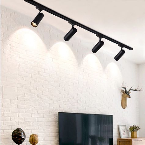 Whole Set Led Track Light COB Track Lamp 12W 20W 30W 40W Rail Lighting Ceiling Spot Lights Fixtures For Clothing Shop Home 220V|Track Lighting| - AliExpress Track Lighting Living Room, Black Track Lighting, Track Spotlights, Track Lighting Pendants, Track Lighting Fixtures, Led Track Lighting, Track Light, Exterior Wall Light, Classic Bedroom