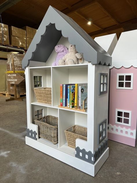 Children's Themed Doll House Bookcase, Toy Shelf, Nursery Storage White Bookshelf - Etsy UK Doll House Bookshelf, Shelving Nursery, Girls Bookcase, House Bookcase, Girls Bookshelf, White Shelving, White Bookshelf, Shelf Nursery, Baby Decorations