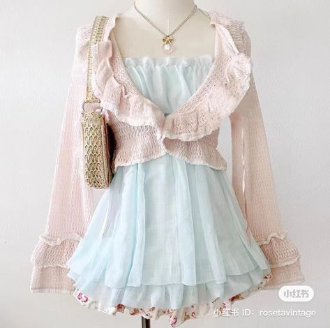 Light Blue Coquette Outfit, Hachi Style, Himekaji Outfits, Babydoll Cami Top, Babydoll Cami, Coquette Outfit, Light Sky Blue, Kawaii Fashion Outfits, Really Cute Outfits