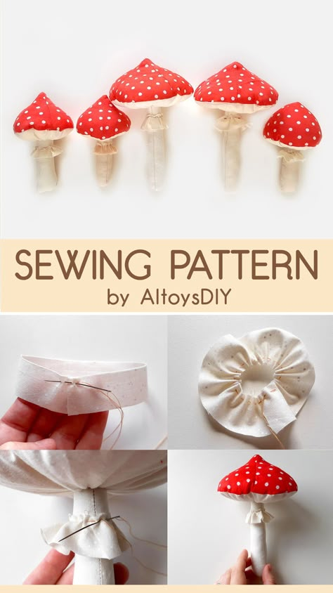 Mushroom #SEWING PATTERN and TUTORIAL PDF will help you create fabric mushrooms - funny toadstool, fly agaric toy. Be in trend - sew mushrooms! THREE different designs! Soft #mushroom decor for nursery is trendy and cute. Magic Merry Mushroom Christmas ornaments for holiday decorations and Christmas tree decor. Let's make your own soft mushrooms! It's quick and easy! Mushrooms sewing pattern★ 8 inches (20 cm) tall and 5 inches (13cm) Mushroom Sewing Pattern, Mushroom Sewing, Mushroom Christmas Ornaments, Fabric Mushrooms, Merry Mushroom, Mushroom Christmas, Decor For Nursery, Doll Making Cloth, Mushroom Crafts