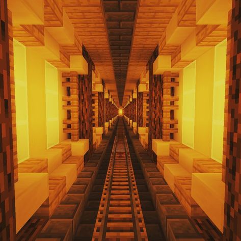 Nether Hallway Minecraft, Minecraft Nether Railway Ideas, Tunnel Design Minecraft, Mc Archway, Minecraft Nether Tunnel Designs, Stairway Minecraft, Nether Highway Design, Nether Tunnel Design, Nether Tunnel Minecraft