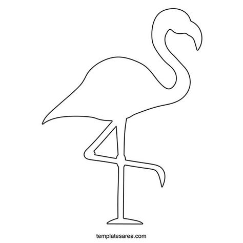 Outline template of flamingo silhouette image. Drawing of flamingo outline in a printable PDF file. You can use this beautiful bird template for craft and cut it out. The PDF file of this flamingo pattern is large in size and you can scale it to any size you want and print it on your printer. Flamingo Applique Pattern Free, Flamingo Stencil Free Printable, Flamingo Images Free Printable, Flamingo Pattern Printable, Flamingo Template Free Printable, Free Drawing Templates, Flamingo Drawing Simple, Outline Art Simple, 3d Printable Templates