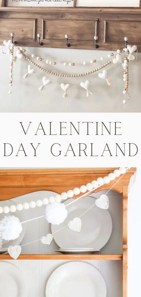 Valentines Day Garland, Feeling Of Love, Valentine Garland, Diy Valentine's Day Decorations, Garland Ideas, Rustic Valentine, Snow Flakes Diy, Cottage Vintage, Valentine Crafts For Kids