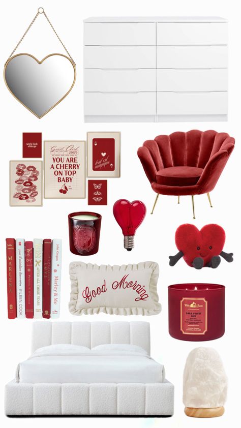 Red Bedroom Aesthetic, Red Dorm, Red Room Decor, Sorority Room, Dorm Room Styles, Cool Room Designs, Bedroom Redesign, Red Bedroom, Dorm Room Designs